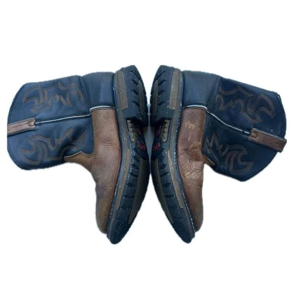 Rocky Kid's Original Ride Western Two Tone Full Grain Leather Boots 3.5 M